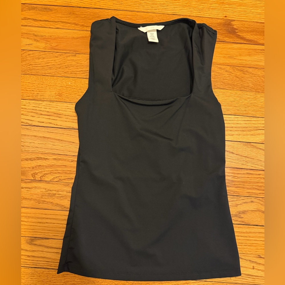 H&M Black Sleeveless Top Square Neck Minimal XS